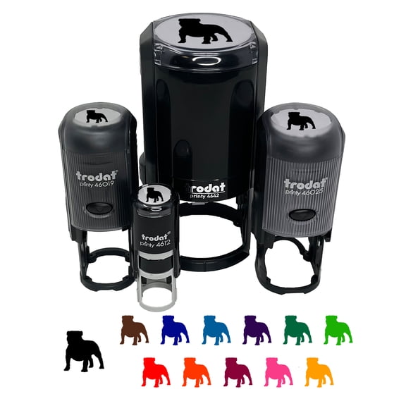Bulldog English British Dog Solid Self-Inking Rubber Stamp Ink Stamper - Black Ink - Mini 1/2 Inch