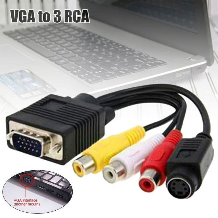 VGA SVGA to S-Video 3 RCA AV TV Out Cable Adapter Converter for PC