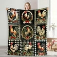 thumbnail image 4 of American Retro Rooster Medieval Country Pastoral Theme Flannel Blanket Soft Warm Perfect Gift Holiday Memories Suitable Best Friends Family Ideal Napping Camping Travel And Home Decoration, 4 of 6