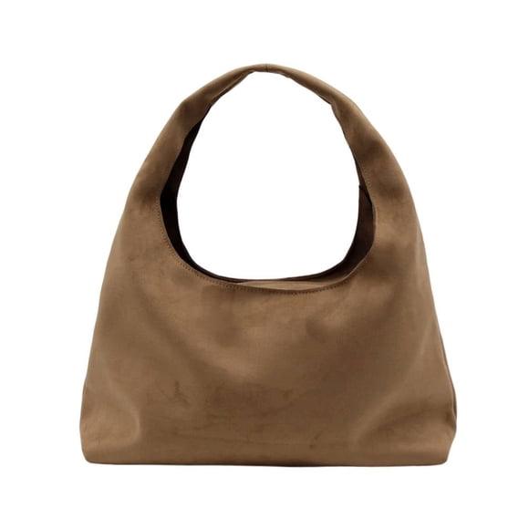 Bolsa George para Mujer Crossbody Media Luna de Suade, con Asa Continua y Cierre Interior Camello