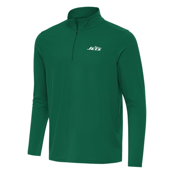 Men's Antigua Green New York Jets Intent Quarter-Zip Pullover Top