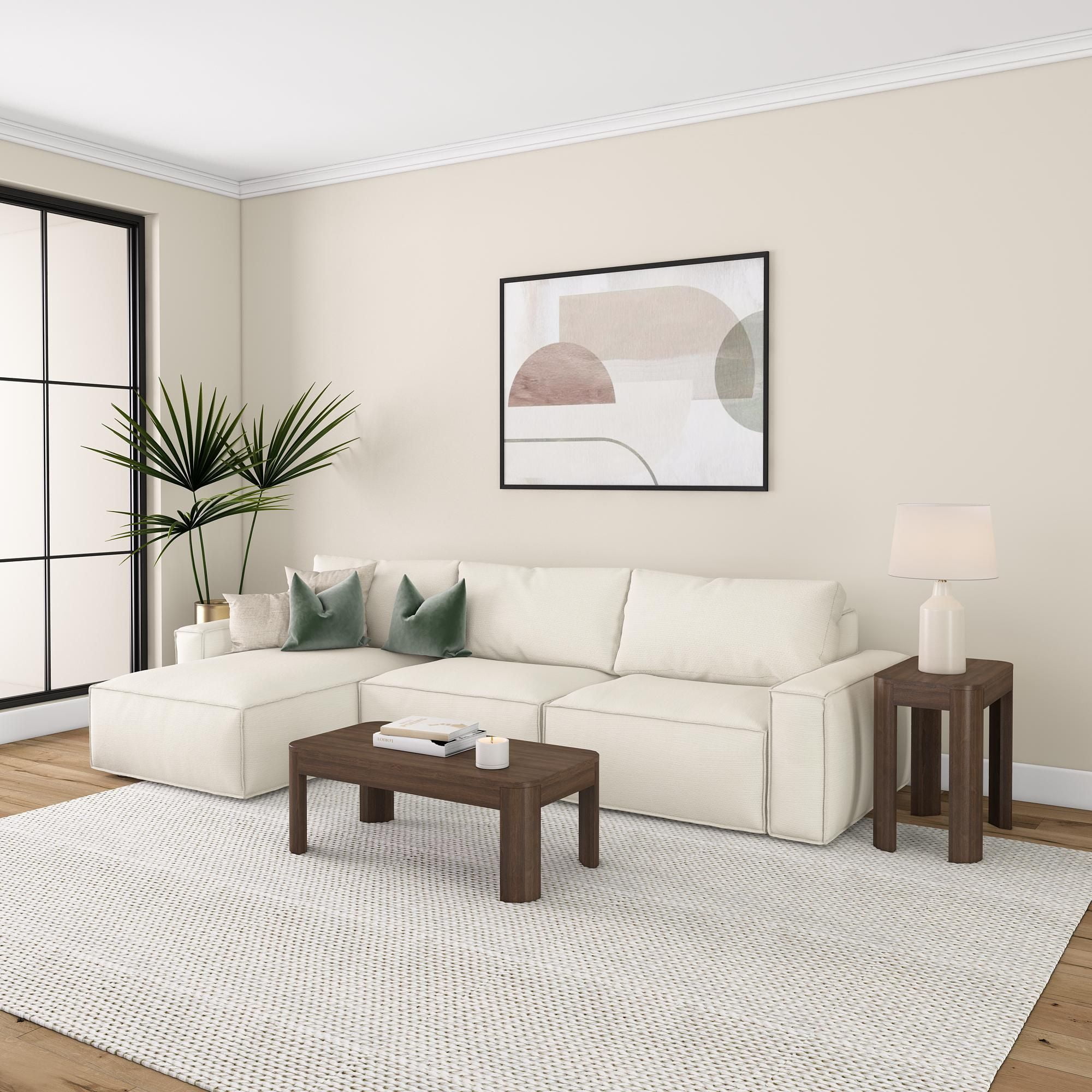 Plank+Beam Solid Wood 40" Modern Rectangular Coffee Table, Coffee Table for Living Room, Walnut