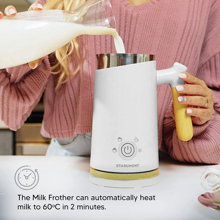 Starument Electric Automatic Milk Frother/ Foamer & Heater for  Coffee, Latte, Cappuccino, Other Creamy Drinks - 4 Settings for Cold/ Airy  Milk/ Dense Foam & Warm Milk - Easy to Use