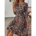 thumbnail image 2 of Summer Dresses for Women 2026 Mini Elbow Sleeve Elastic Waist Summer Vacation Outfits Floral Bodycon Party Club Wedding Guest Dress, 2 of 6