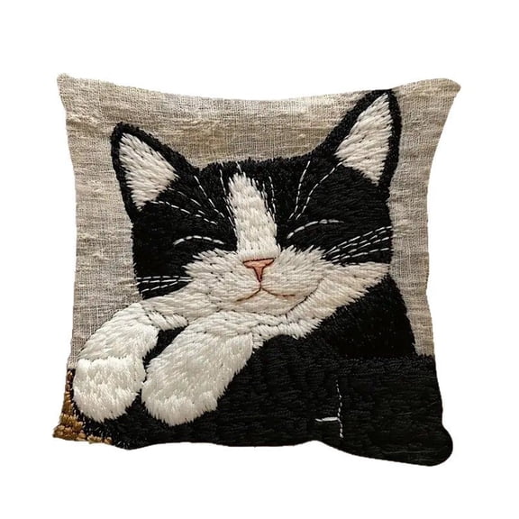Cute Cat Pillowcase With Hidden Zipper For Pet Lovers Home Bedroom Living Room Office Sofa Decor Cozy Throw Pillow Cover
