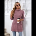 thumbnail image 4 of Camisas de Larga para Mujer, Blusas Túnica Casuales de Cuello Alto Rojo Púrpura L, 4 of 10