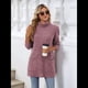 thumbnail image 4 of Camisas de Larga para Mujer, Blusas Túnica Casuales de Cuello Alto Rojo Púrpura XL, 4 of 10