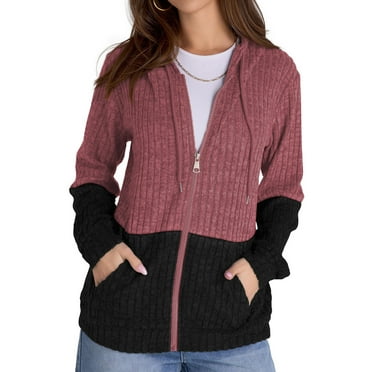 Rosvigor Womens Oversized Hoodies Lightweight Color Block Sweatshirts for Women Casual Hooded Shirts