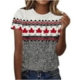 thumbnail image 1 of Tops de Manga Corta para las Mujeres de Ajuste Suelto Nueva Camiseta de Manga Corta Impresa con Suéter, Cuello Redondo de Poliéster, 1 of 4