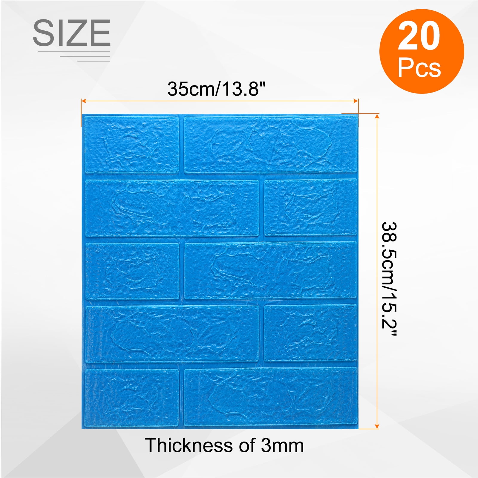 Uxcell 20pcs 3D Wall Panels Peel and Stick, Waterproof Wall Panel Backsplash, 13.8"x15.2" Brick Design Wallpaper XPE Shower Tiles for Bathroom, Kitchen, Living, Dark Blue