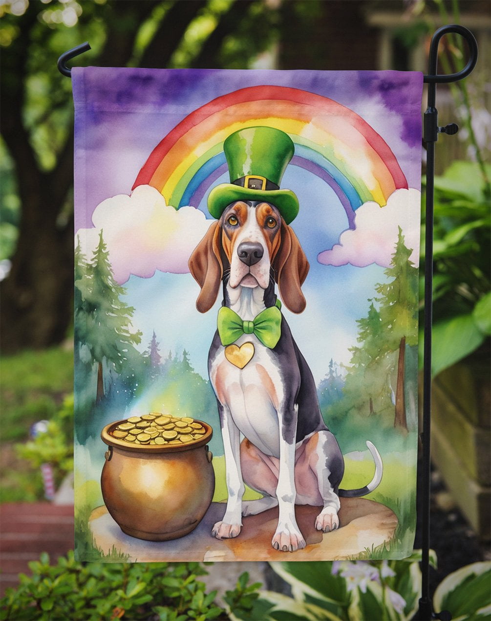 English Coonhound St Patrick's Day Garden Flag 11.25 in x 15.5 in
