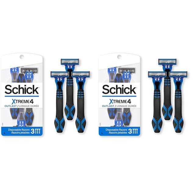 Maquinillas de afeitar desechables Schick Xtreme 4 Outlast para hombre, 3 unidades x 2