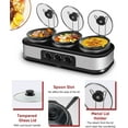thumbnail image 2 of Triple Slow Cooker with Lid Rests, Breakfast Buffet Servers and Warmers with 3 X 1.5Qt, Tempered glass lids & 3 Adjustable Temp, Dishwasher Safe, Stainless Steel, 2 of 6
