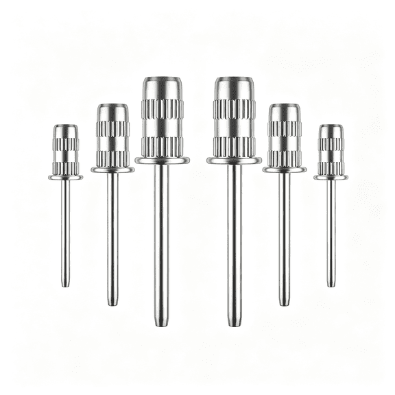KASIU Nail Drill Bits Sanding Bands Nail Drill Shaft 3/32 Inch Drill Bits Nails Mandrel Bit Nails Nail Drill Bits Acrylic Nails Manicure Nails Manicure Pedicure Tool Silver Pack 6