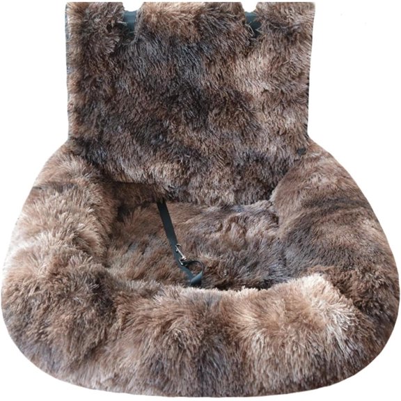 Car Seat Dog Bed with Safety Straps, Fluffy Safety Car Seat for Travel with Thick Cushion for All Cars, Removable and Easy to Clean (A,60*60cm)