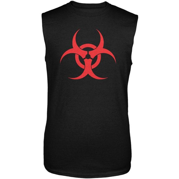 Zombie Biohazard Symbol Black Adult Sleeveless Shirt - Small