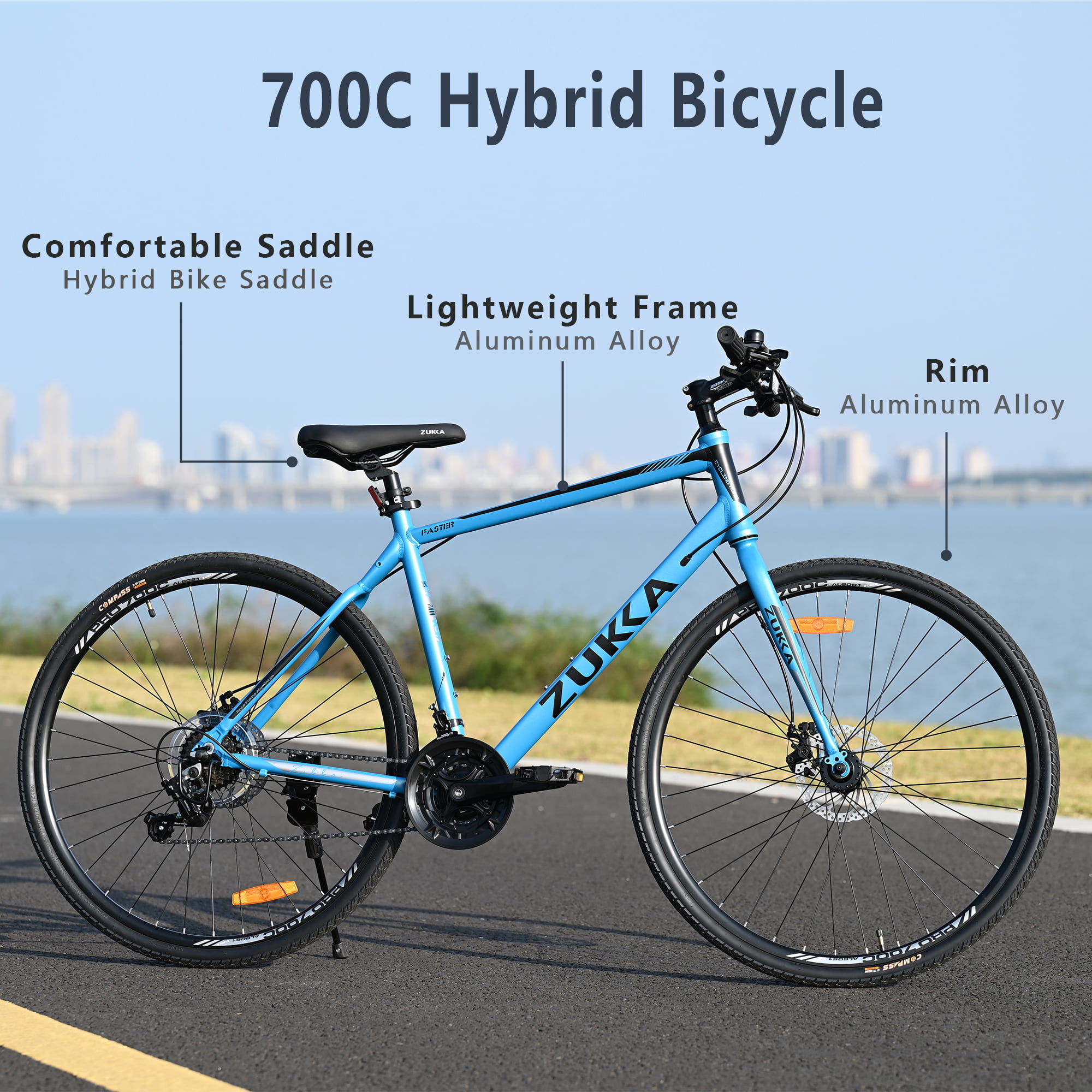 700C Road Bike for Men with Aluminum Alloy Frame 21 Speed & Disc Brakes - image 4 of 9