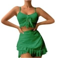 thumbnail image 1 of Bikinis for Women Womens Solid Color Wrapped Hip Skirt Split Swimwear Set, 1 of 8
