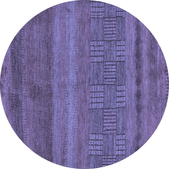 Ahgly Company Indoor Round Abstract Blue Modern Area Rugs, 3' Round