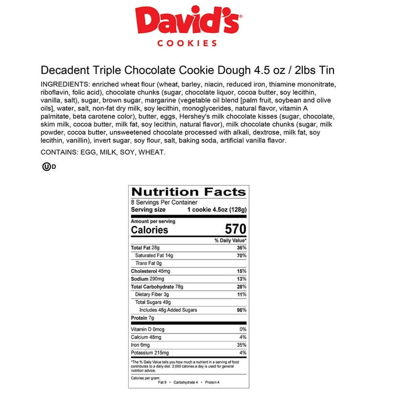 David's Cookies Decadent Triple Chocolate made with mini Hershey's Kisses  and Reese's Peanut Butter Cup Cookies Tin – 2 Count
