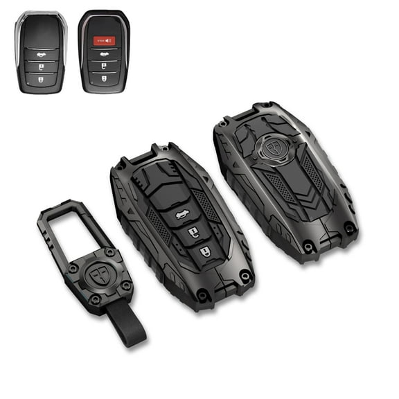 Metal Key Fob Cover Case Compatible with Toyota,Zinc Alloy Keychain Compatible with Toyota 2019-2024 Venza&RAV4 Prime&Land Cruiser& Fortuner&Grand Highlander&Corolla Cross&Hilux(Type A,3 Button Model