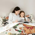 thumbnail image 4 of Feelyou Child Christmas Snowman Bedding Comforter Set 7 Pieces, Kawaii Gingerbread Man Full Bedding Set, Retro Xmas Tree Reversible Fitted Sheet Flat Sheet, Lightweight Room Decor, 4 of 7