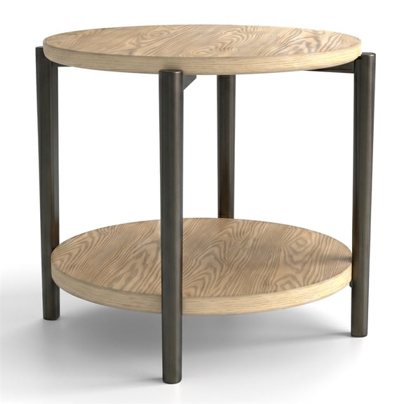 Furniture of America Onos Solid Wood Storage End Table in Brown