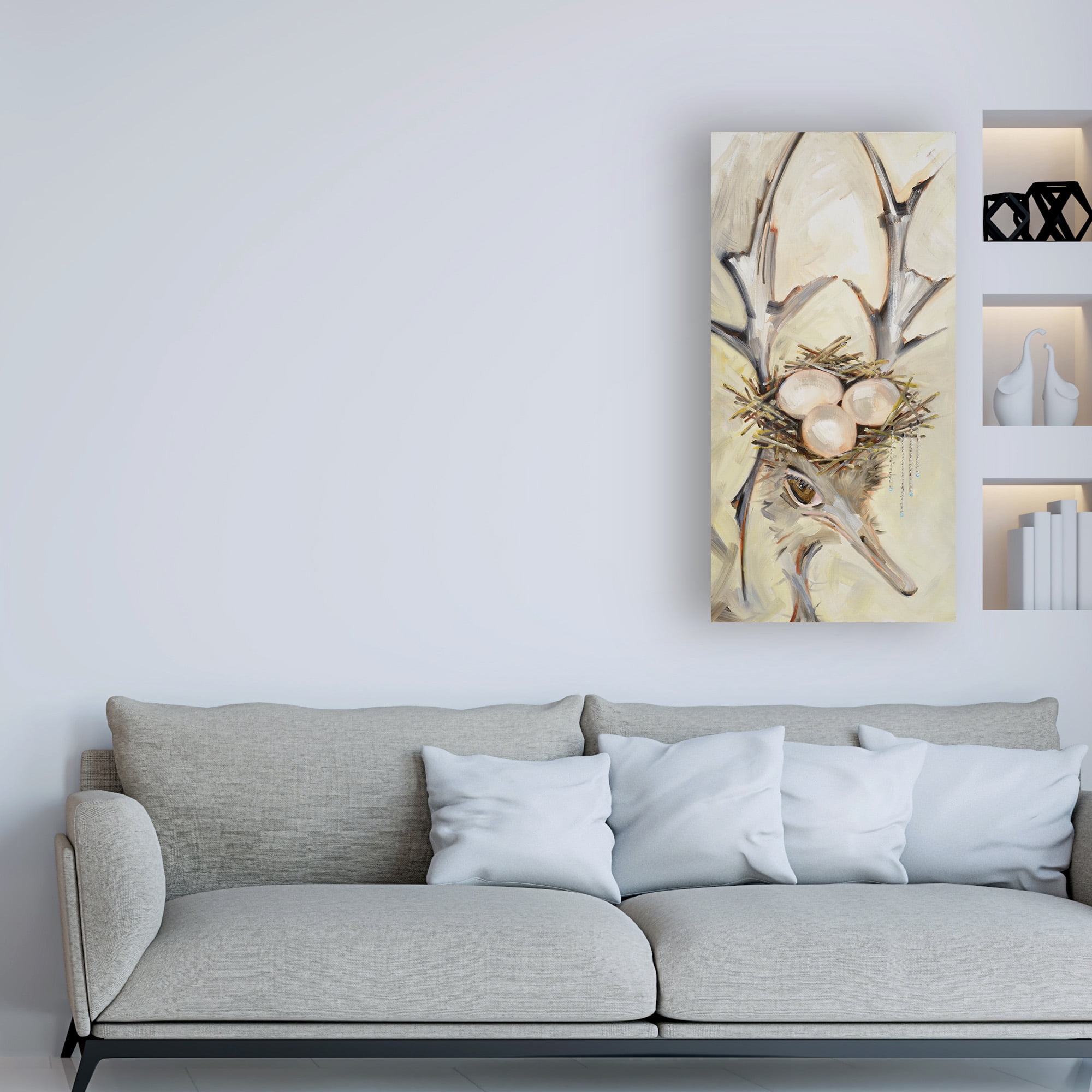 Trademark Fine Art 'Ostrich with Antlers' Canvas Art by Stephanie Aguila