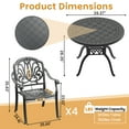 thumbnail image 3 of Hzzkey Outdoor 5-Piece Cast Aluminum Patio Set with Black Table and Brown Cushioned Chairs, 3 of 9
