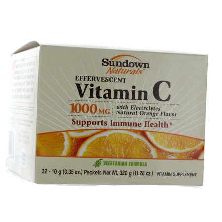 Sundown Naturals Effervescent Vitamin C 32 Packets 1000 MG Vegetarian Formla