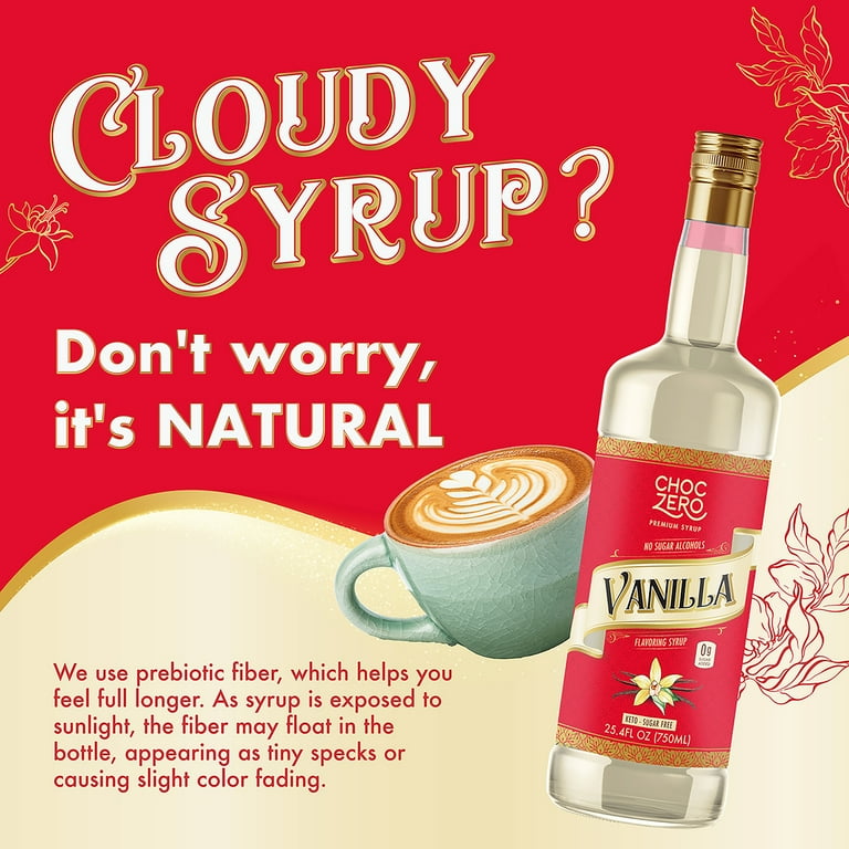 ChocZero Vanilla Syrup, 25.4 fl oz, Made with Premium Ingredients