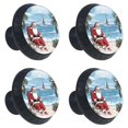thumbnail image 2 of 4 Pcs Santa Claus Vacation Knobs for Kitchen Cabinet Cupboard Dresser Bookcase Drawer Pulls Handles Round Home Decor, 2 of 8