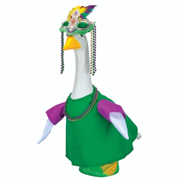 Gaggleville Mardi Gras Goose Outfit, Fits Large 23" H Statue, by Fox Valley Traders