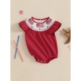thumbnail image 5 of 4th Of July Baby Girl Outfit Newborn Smocked Bubble Romper Infant USA Flag Bodysuit Top Summer Patriotic Clothes, 5 of 9