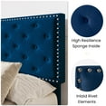 thumbnail image 4 of SHA CERLIN King Size Velvet Upholstered Bed Frame with Adjustable Diamond Button Tufted Headboard, Rivet Ornament, Blue, 4 of 8