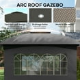 thumbnail image 3 of Outsunny 11' x 11' Outdoor Patio Gazebo with Curtains, Church Windows, Galvanized Steel Frame for Lawn, Backyard and Deck, Dark Gray, 3 of 9