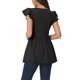 thumbnail image 3 of INSPIRAR CHIC Blusas de Mujer T Shirt con Volantes de Manga Corta Fluidas Ocultan Barriga Top Babydoll V Cuello S Negro, 3 of 5