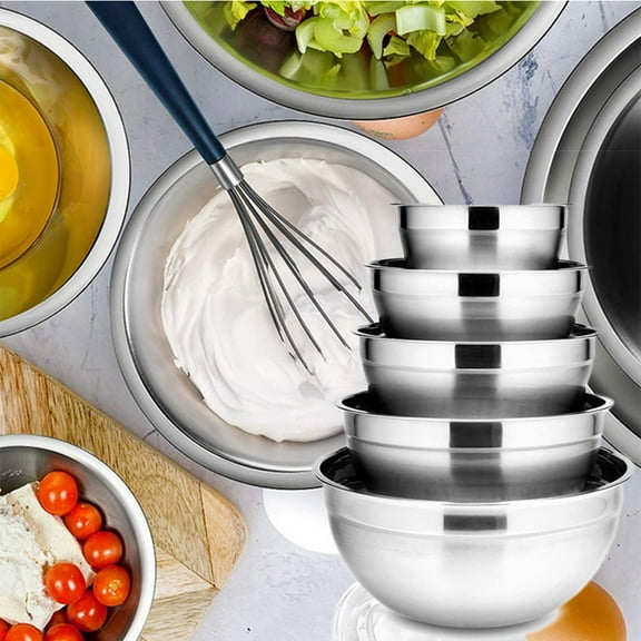 Travelwant Premium Stainless-Steel Mixing Bowls, Nesting Bowls for Space-Saving Storage, Easy-Grip & Stability Design Mixing-Bowl Set Versatile For Cooking, Baking, & Food Storage