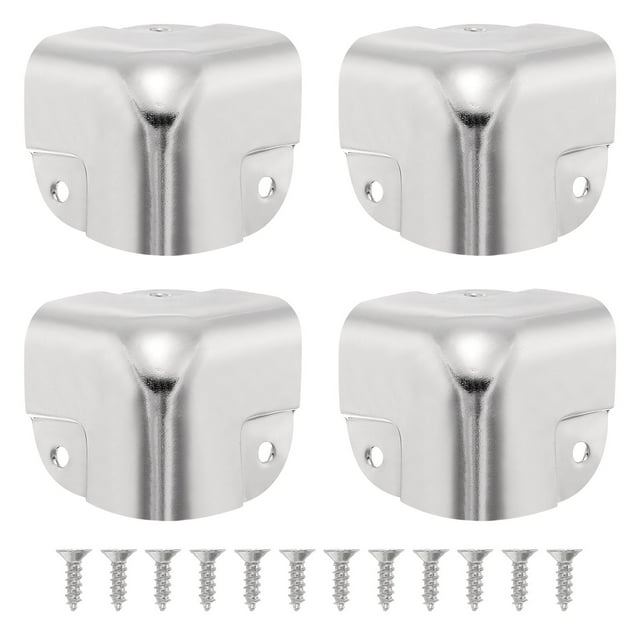 4 Pcs Decorative Box Corner Covers, 37mm Metal Edge Guard, Silver