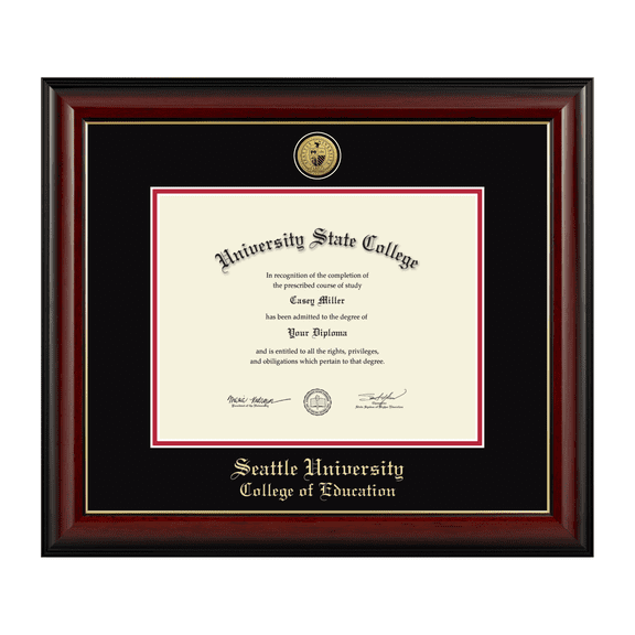 Framerly - Seattle Education Diploma Frame with Black and Red Mat