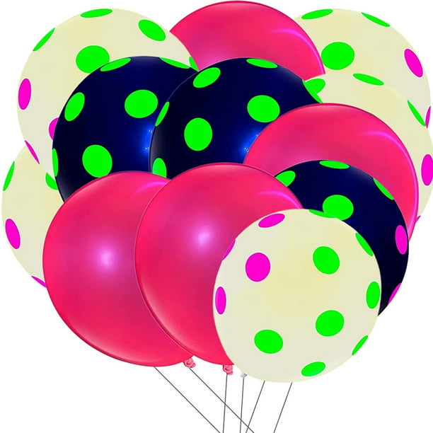 KAKOWELY 50 globos de neón con puntos fluorescentes que brillan en la oscuridad. Globos de látex de neón.