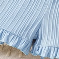 thumbnail image 4 of ITSAME Girls Outfit 2-Piece, Flower Embroidery Top and Ruffled Shorts Summer Casual Clothing Set Light Blue Size 7-8, 4 of 8