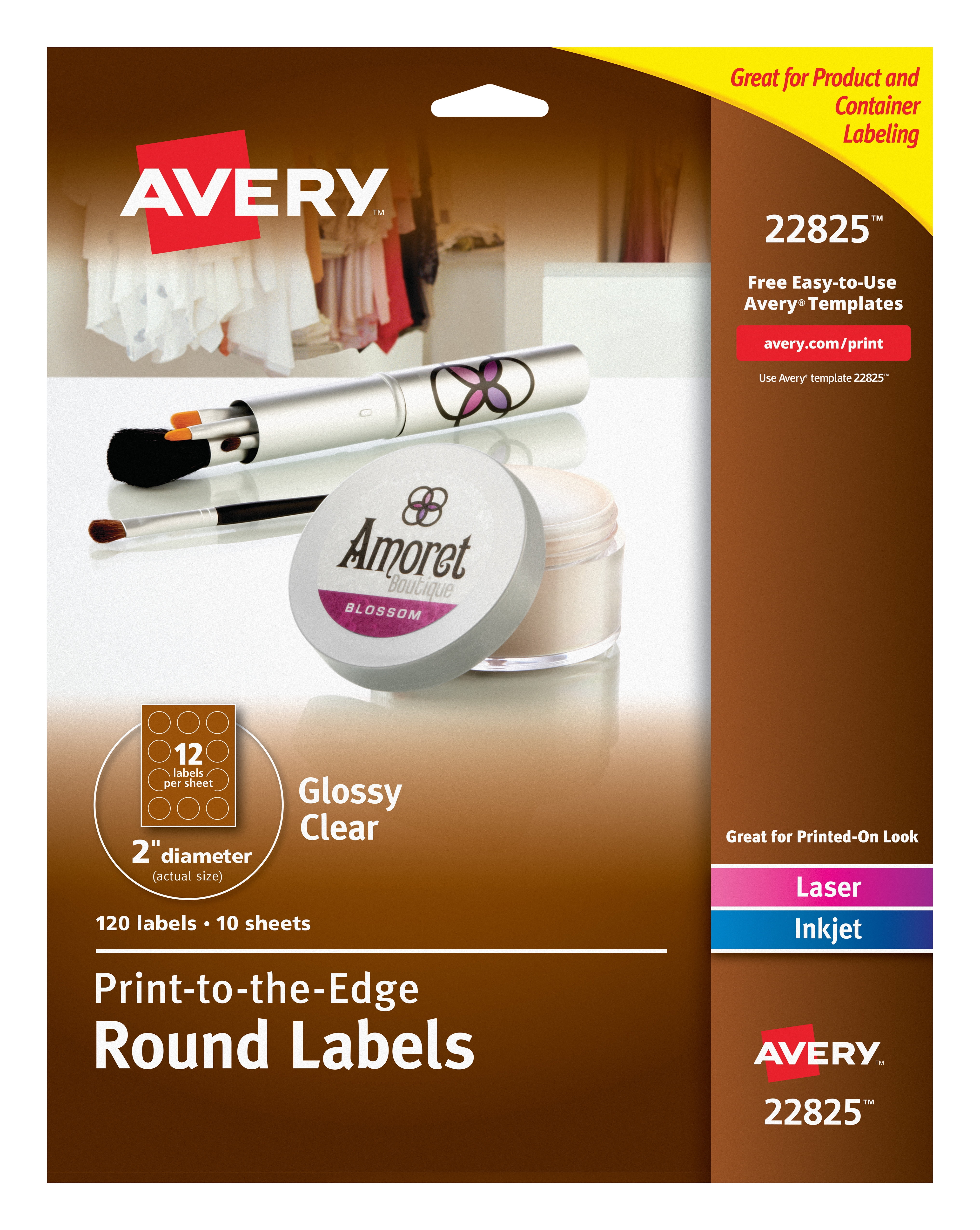 Avery Glossy Clear 2 Round Labels Sure Feed 120 22825 Com