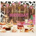 thumbnail image 3 of Western Cowgirl Backdrop Girl Wild West Pink Birthday Decor Rustic Wood Country Farm Cow Print Party Banner Cactus Hat Boots Photography Background Photo Shoot Props Vinyl 10X8FT, 3 of 4