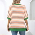 thumbnail image 6 of Drses Womens Summer Tops Casual Crewneck Short Sleeve Striped Color Block Hem Trendy Pullover Knitted T Shirts Blouse, 6 of 6