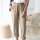 thumbnail image 4 of Pantalones rectos de mujer, pantalones casuales con cintura elástica y bolsillos, 4 of 5