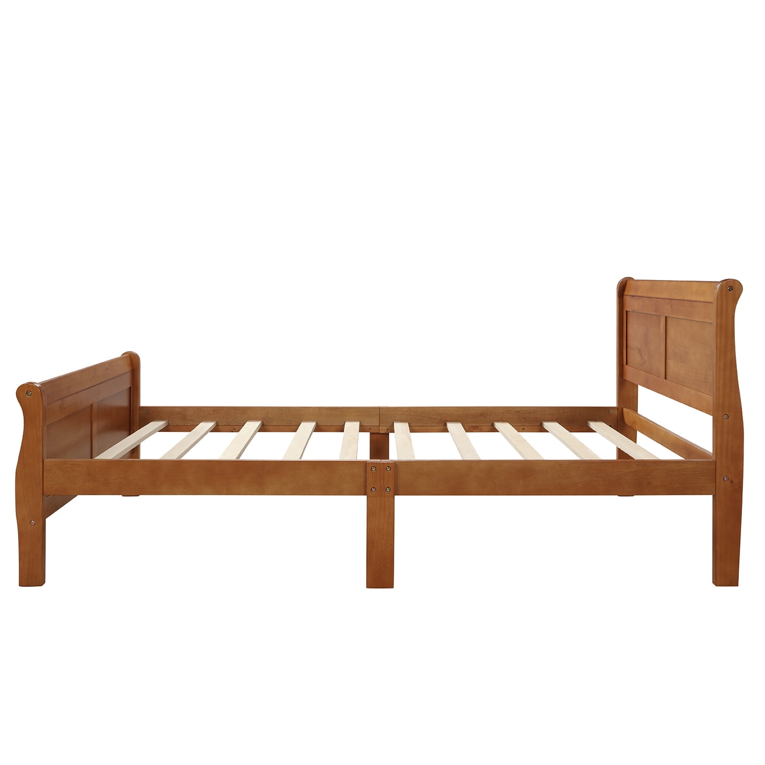 Gewnee Twin Size Wood Platfrom Bed with Headboard and Footboard for Kids and Adults,Oak