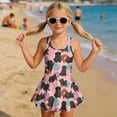 thumbnail image 3 of Uourmeti Cartoon Black Pug & Donut Print Skirted One-Piece Swimsuit for Girls - Quick Dry, Stretchy Swim Dress for Beach & Pool Fun, 3 of 8