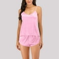 thumbnail image 2 of XIAONU Women's Camisole Shorts Pajama Set Satin V-Neck Spaghetti Straps Top Sexy Silky Soft Sleepwear Set, 2 of 8