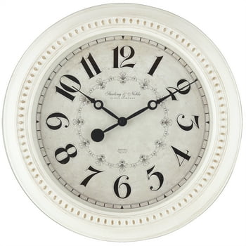 Mainstays Indoor 15.5" Round Antique White French Country Traditional Wall Clock with Arabic Numbers